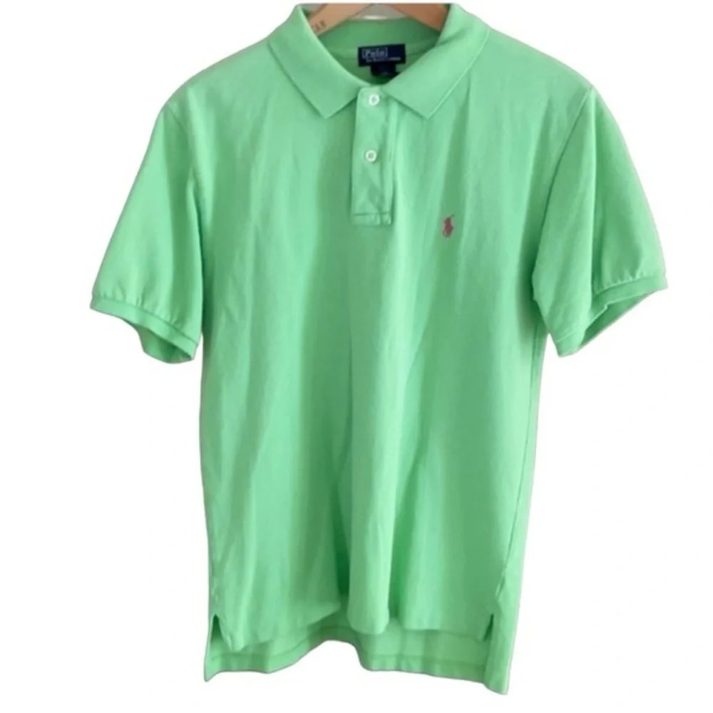 POLO RALPH LAUREN Chartreuse Green Pony Logo Golf‎ Spring Shirt Size M (10-12)